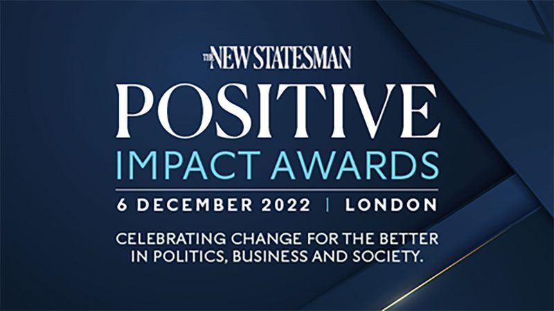 Text-only poster advertising New Statesman Positive Impact Awards